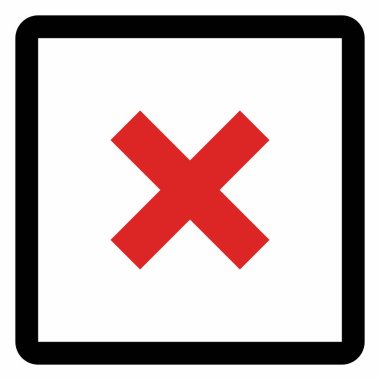 Yanlış notlar, yanlış işaretler, reddedilmiş, onaylanmamış, hayır, yanlış, tamam değil, yanlış seçimler, görev tamamlama, oylama. - vektör işareti sembolleri kırmızı. İzole edilmiş bir ikon. Düz biçim vektör illüstrasyonu.