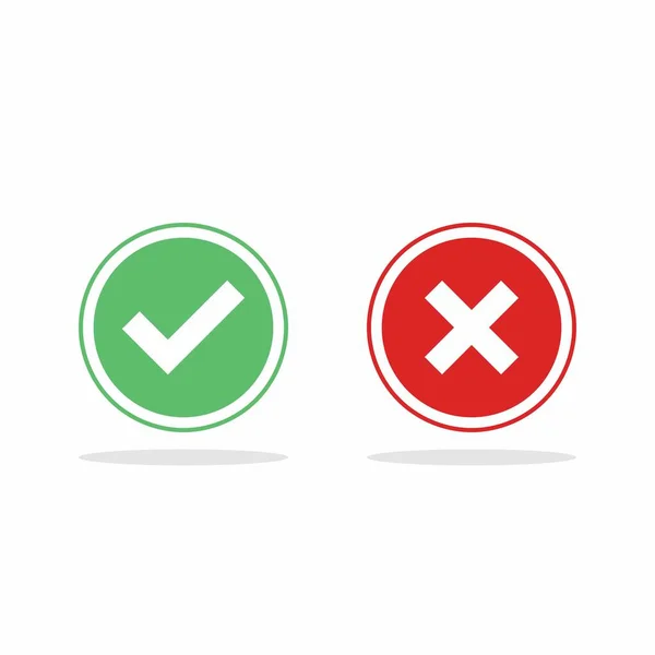 İşaretle ve yanlış işaretle, işaretle, işaretle / işaretle, kabul et / reddet, onayla / onayla, evet / hayır, doğru / yanlış, yeşil / kırmızı, doğru / yanlış, OK / Not Ok - vektör sembolleri yeşil ve kırmızı. İzole edilmiş simge.
