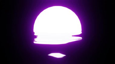 Purple Moon reflection in water or the ocean on black background. Seamless looping. 4K UHD. 3d rendering.