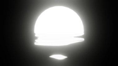 White Moon reflection in water or the ocean on black background. Seamless looping. 4K UHD. 3d rendering.