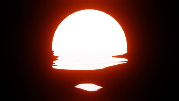 Bright Orange Sunset Reflection Water Ocean Black Background Seamless Looping — Stock Video