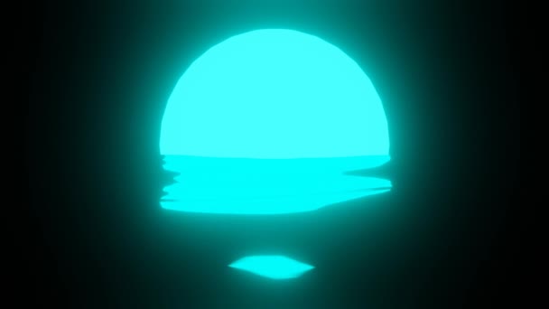 Light Blue Sunset Moon Reflection Water Ocean Black Background Seamless — Wideo stockowe