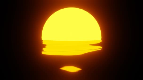 Sunset Reflection Water Ocean Black Background Seamless Looping Uhd Rendering — Stock Video