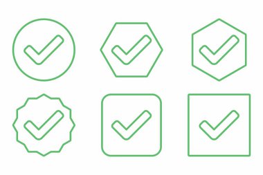 Check marks Icon Set, Tick marks, Accepted, Approved, Yes, Correct, Ok, Right Choices, Task Completion, Voting. - vector mark symbols in green. Flat style vector illustration.