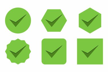 Check marks Icon Set, Tick marks, Accepted, Approved, Yes, Correct, Ok, Right Choices, Task Completion, Voting. - vector mark symbols in green. Flat style vector illustration.