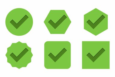 Check marks Icon Set, Tick marks, Accepted, Approved, Yes, Correct, Ok, Right Choices, Task Completion, Voting. - vector mark symbols in green. Flat style vector illustration.