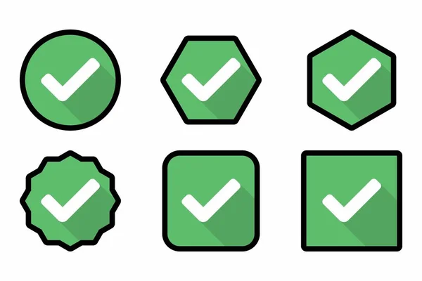 Check Marks Icon Set Tick Marks Accepted Approved Yes Correct — Wektor stockowy