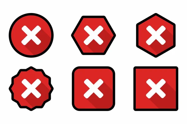 Wrong Marks Icon Set Cross Marks Rejected Disapproved False Wrong — Wektor stockowy