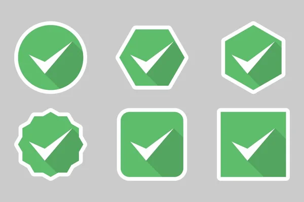 Check Marks Icon Set Tick Marks Accepted Approved Yes Correct — Wektor stockowy