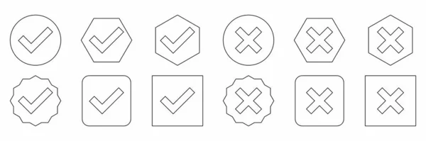 Check Wrong Marks Icon Set Tick Cross Marks Accepted Rejected — Stok Vektör