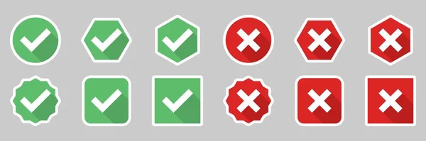 Check Wrong Marks Icon Set Tick Cross Marks Accepted Rejected — Stock Vector