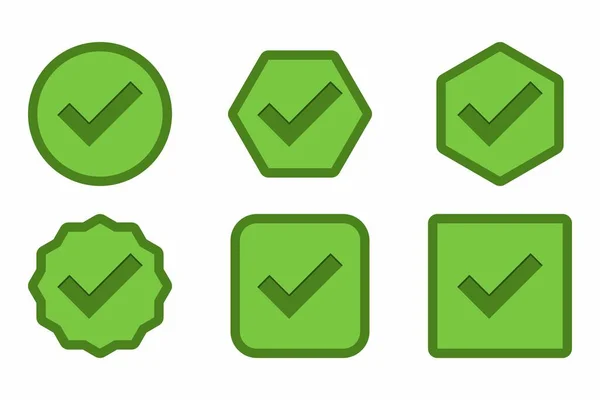 Check Marks Icon Set Tick Marks Accepted Approved Yes Correct — Wektor stockowy
