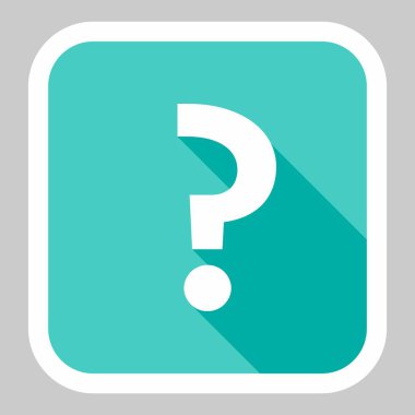 Soru işareti, SSS işareti, yardım sembolü, vektör işareti açık mavi tarzı. Beyaz çizgi tasarımı. İzole edilmiş bir ikon. Düz biçim vektör illüstrasyonu.