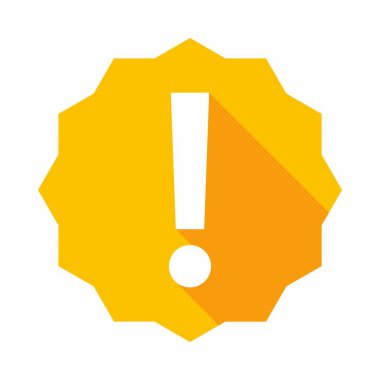 Ünlem işareti, dikkat işareti, dikkat simgesi, tehlike uyarısı sembolü, vektör işareti sarı stili. İzole edilmiş bir ikon. Düz biçim vektör illüstrasyonu.