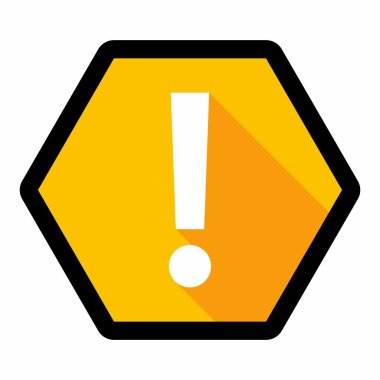 Ünlem işareti, dikkat işareti, dikkat simgesi, tehlike uyarısı sembolü, vektör işareti sarı stili. Siyah çizgi tasarımı. İzole edilmiş bir ikon. Düz biçim vektör illüstrasyonu.