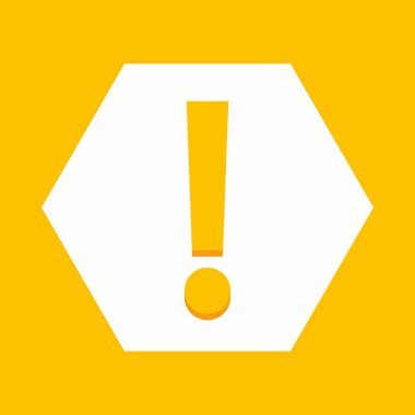 Ünlem işareti, dikkat işareti, dikkat simgesi, tehlike uyarısı sembolü, vektör işareti sarı stili. İzole edilmiş bir ikon. Düz biçim vektör illüstrasyonu.