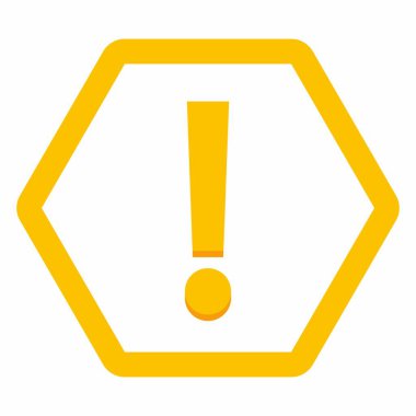 Ünlem işareti, dikkat işareti, dikkat simgesi, tehlike uyarısı sembolü, vektör işareti sarı stili. İzole edilmiş bir ikon. Düz biçim vektör illüstrasyonu.