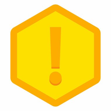 Ünlem işareti, dikkat işareti, dikkat simgesi, tehlike uyarısı sembolü, vektör işareti sarı stili. İzole edilmiş bir ikon. Düz biçim vektör illüstrasyonu.