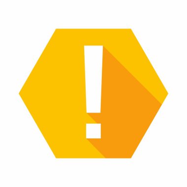 Ünlem işareti, dikkat işareti, dikkat simgesi, tehlike uyarısı sembolü, vektör işareti sarı stili. İzole edilmiş bir ikon. Düz biçim vektör illüstrasyonu.