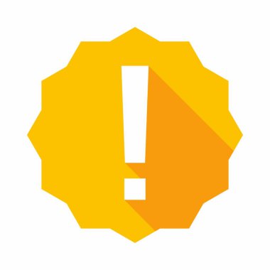 Ünlem işareti, dikkat işareti, dikkat simgesi, tehlike uyarısı sembolü, vektör işareti sarı stili. İzole edilmiş bir ikon. Düz biçim vektör illüstrasyonu.