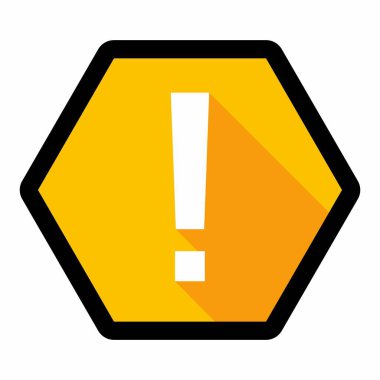 Ünlem işareti, dikkat işareti, dikkat simgesi, tehlike uyarısı sembolü, vektör işareti sarı stili. Siyah çizgi tasarımı. İzole edilmiş bir ikon. Düz biçim vektör illüstrasyonu.