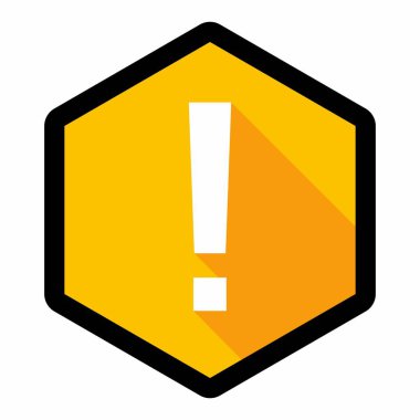 Ünlem işareti, dikkat işareti, dikkat simgesi, tehlike uyarısı sembolü, vektör işareti sarı stili. Siyah çizgi tasarımı. İzole edilmiş bir ikon. Düz biçim vektör illüstrasyonu.