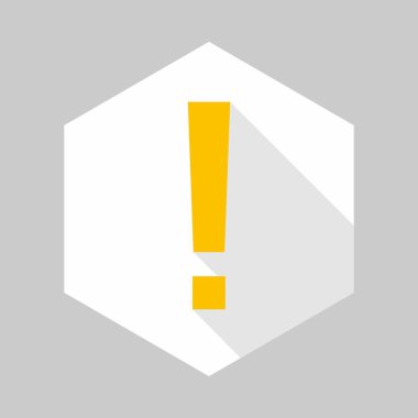 Ünlem işareti, dikkat işareti, dikkat simgesi, tehlike uyarısı sembolü, vektör işareti sarı stili. İzole edilmiş bir ikon. Düz biçim vektör illüstrasyonu.