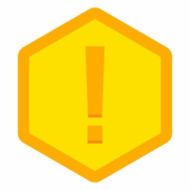 Ünlem işareti, dikkat işareti, dikkat simgesi, tehlike uyarısı sembolü, vektör işareti sarı stili. İzole edilmiş bir ikon. Düz biçim vektör illüstrasyonu.