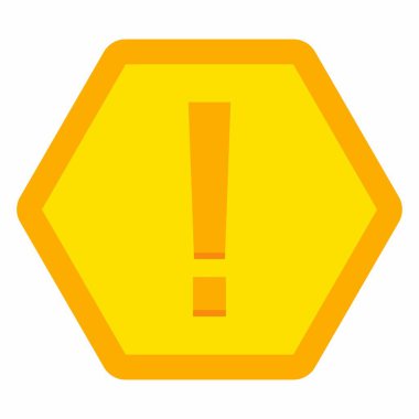 Ünlem işareti, dikkat işareti, dikkat simgesi, tehlike uyarısı sembolü, vektör işareti sarı stili. İzole edilmiş bir ikon. Düz biçim vektör illüstrasyonu.