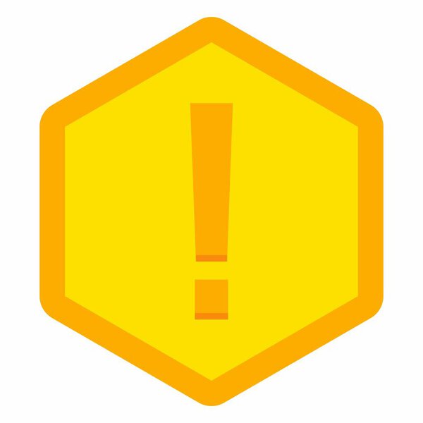 Восклицательный знак, знак "Внимание", значок "Осторожность", предупреждающий символ "Опасность", символы векторного знака "Желтый стиль". Изолированная икона. Векторная иллюстрация плоского стиля.