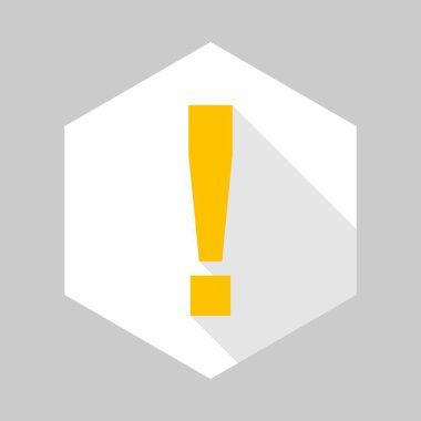 Ünlem işareti, dikkat işareti, dikkat simgesi, tehlike uyarısı sembolü, vektör işareti sarı stili. İzole edilmiş bir ikon. Düz biçim vektör illüstrasyonu.