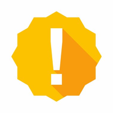 Ünlem işareti, dikkat işareti, dikkat simgesi, tehlike uyarısı sembolü, vektör işareti sarı stili. İzole edilmiş bir ikon. Düz biçim vektör illüstrasyonu.