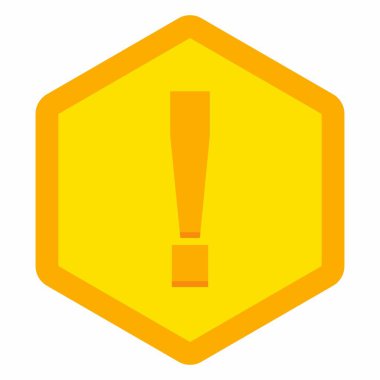 Ünlem işareti, dikkat işareti, dikkat simgesi, tehlike uyarısı sembolü, vektör işareti sarı stili. İzole edilmiş bir ikon. Düz biçim vektör illüstrasyonu.