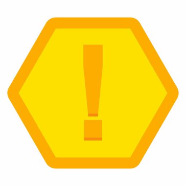 Ünlem işareti, dikkat işareti, dikkat simgesi, tehlike uyarısı sembolü, vektör işareti sarı stili. İzole edilmiş bir ikon. Düz biçim vektör illüstrasyonu.