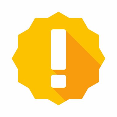 Ünlem işareti, dikkat işareti, dikkat simgesi, tehlike uyarısı sembolü, vektör işareti sarı stili. İzole edilmiş bir ikon. Düz biçim vektör illüstrasyonu.