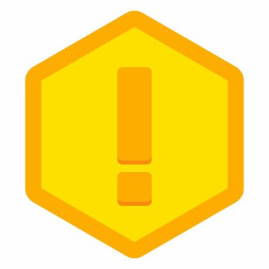 Ünlem işareti, dikkat işareti, dikkat simgesi, tehlike uyarısı sembolü, vektör işareti sarı stili. İzole edilmiş bir ikon. Düz biçim vektör illüstrasyonu.