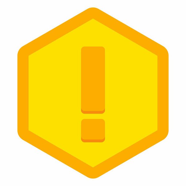 Восклицательный знак, знак "Внимание", значок "Осторожность", предупреждающий символ "Опасность", символы векторного знака "Желтый стиль". Изолированная икона. Векторная иллюстрация плоского стиля.
