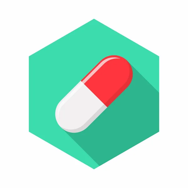 Red Pill Capsule Medizin Vektormarkensymbole Grünen Stil Vereinzelte Symbole Flache — Stockvektor