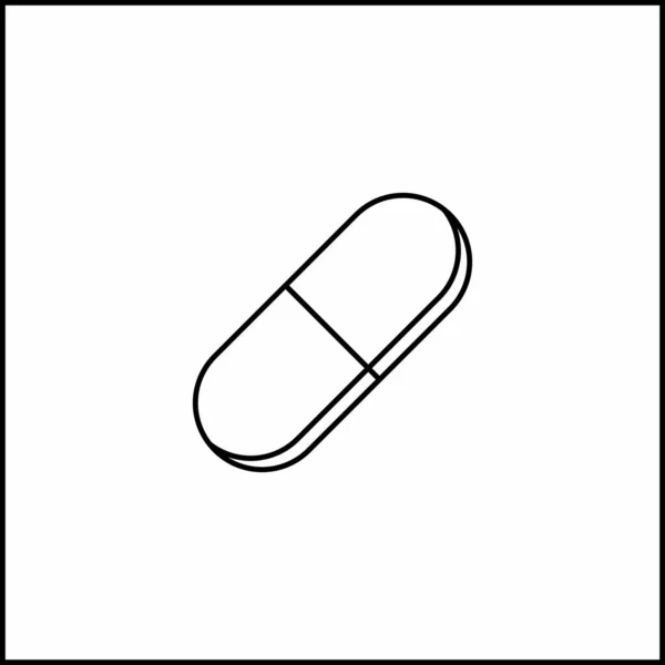 药丸胶囊 载体标记符号 黑色的轮廓设计 孤立的图标 平面样式矢量图解 — 图库矢量图片