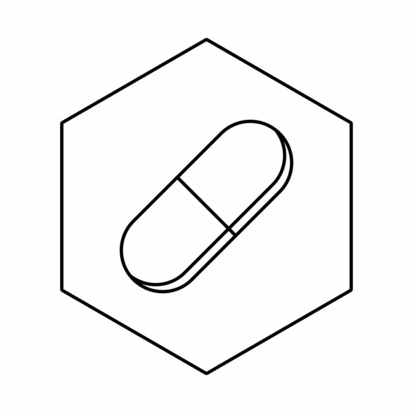 Pílula Cápsula Medicina Símbolos Marca Vetorial Desenho Contorno Preto Ícone —  Vetores de Stock