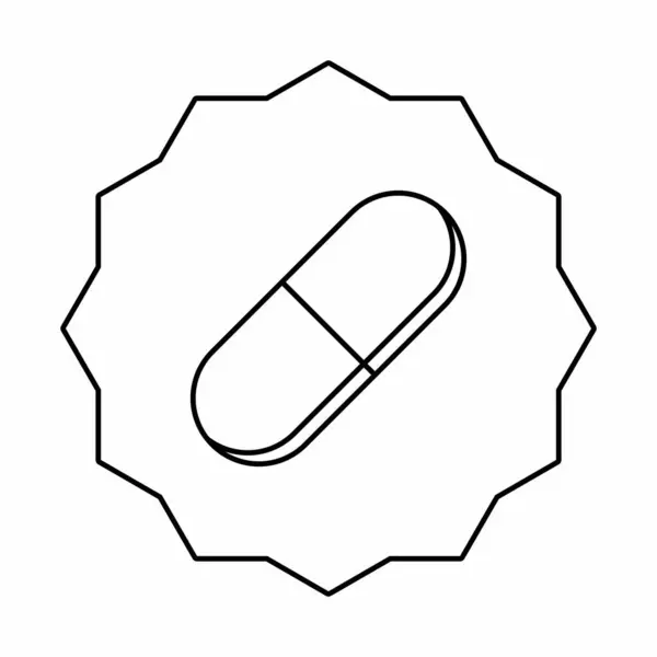 Cápsula Píldora Medicina Símbolos Marca Vectores Diseño Contorno Negro Icono — Vector de stock