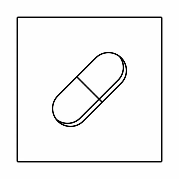 Pill Capsule Medicine Vector Mark Symbols Black Outline Design Isolated — Stock Vector