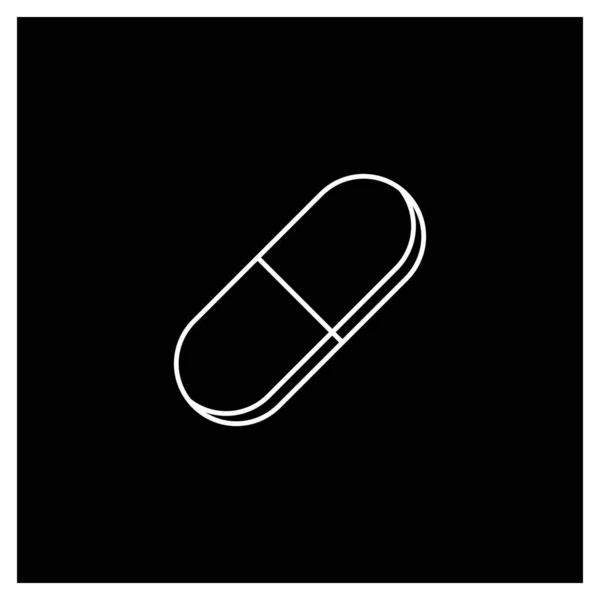 Cápsula Píldora Medicina Símbolos Marca Vectores Diseño Contorno Blanco Icono — Vector de stock