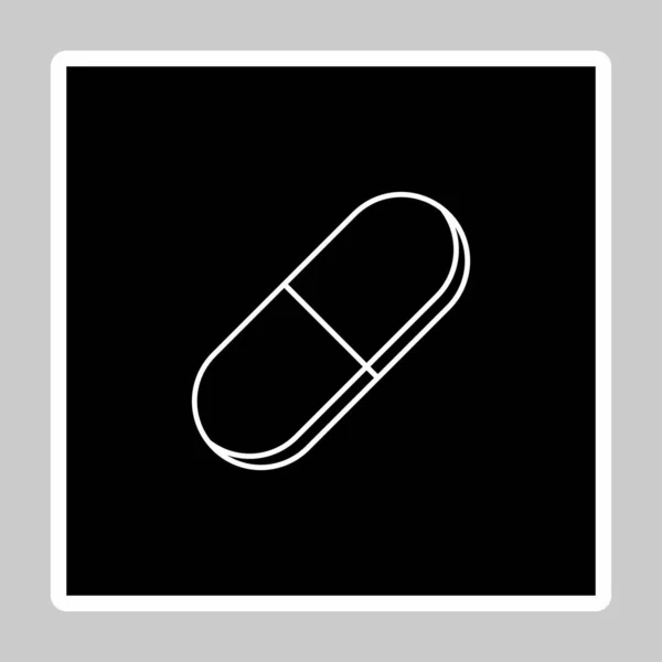 Pílula Cápsula Medicina Símbolos Marca Vetorial Desenho Esboço Branco Ícone —  Vetores de Stock