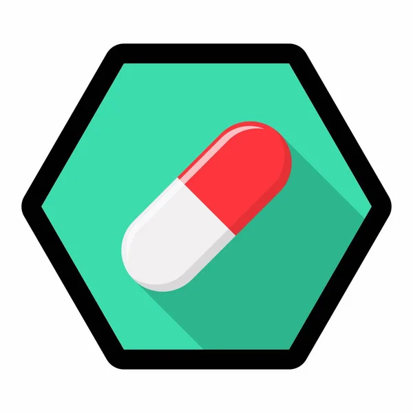 Κόκκινο Χάπι Κάψουλα Ιατρική Διάνυσμα Σύμβολα Σήμα Πράσινο Στυλ Σχέδιο — Διανυσματικό Αρχείο