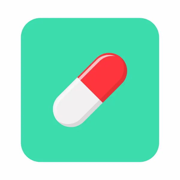 Red Pill Capsule Medizin Vektormarkensymbole Grünen Stil Vereinzelte Symbole Flache — Stockvektor