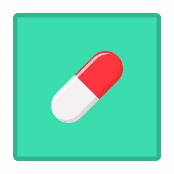 Kırmızı Hap Kapsülü Ilaç Vektör Işareti Yeşil Stil Zole Edilmiş — Stok Vektör