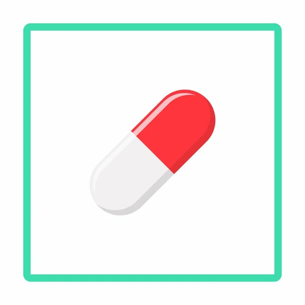 Red Pill Cápsula Medicina Símbolos Marca Vetorial Estilo Verde Ícone — Vetor de Stock