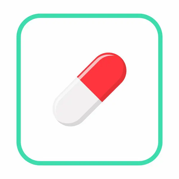 Cápsula Píldora Roja Medicina Símbolos Marca Vectores Estilo Verde Icono — Vector de stock