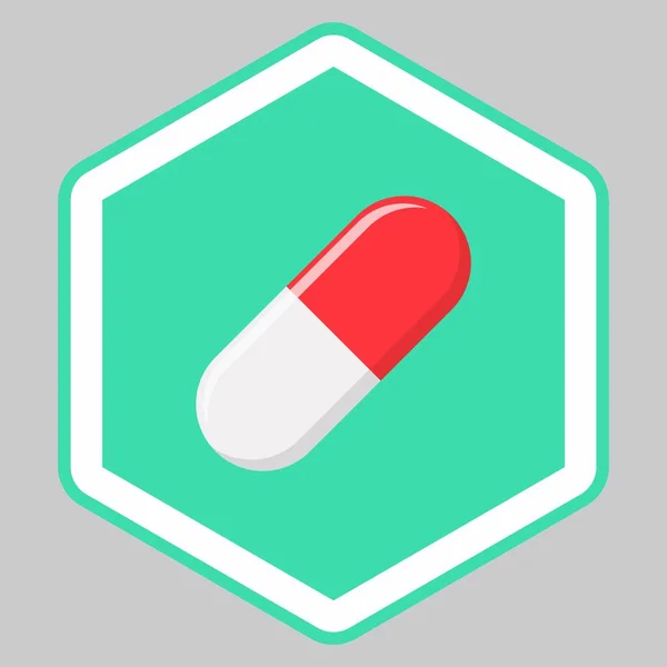 Rode Pil Capsule Geneeskunde Vectorteken Symbolen Groene Stijl Geïsoleerd Icoon — Stockvector